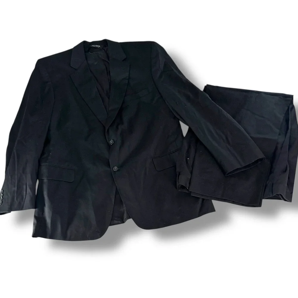 Jos A‎ Bank Signature Collection Black Wool Suit 46L Gordon Model Vintage